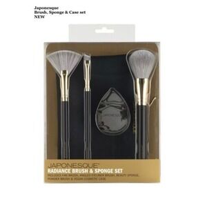 Japonesque Radiance Make Up Brush & Sponge 5-piece Blending Set & Cosmetic Case